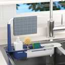 Telescopic Sink Storage Rack with 2 Sponge - Sink Caddy Sponge Holder for kitchen sink(Blue)