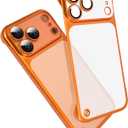 aidvaia Phone Case, Compatible with iPhone 17 Pro, Sandblasting Design Frameless Case, with Camera Lens Protection. (Transparent orange)