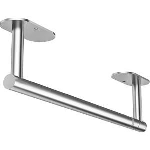 Paper Towel Holder Under Cabinet, Self Adhesive or Wall Mounted SUS304 Stainless Steel Paper Towel Holder for Kitchen, Bathroom, Farmhouse, Barbecue and Laundry (Silver)