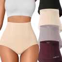 FINETOO Tummy Control Underwear Shapewear for Women Seamless High Waisted Panties Moderate Control Briefs  (Large)