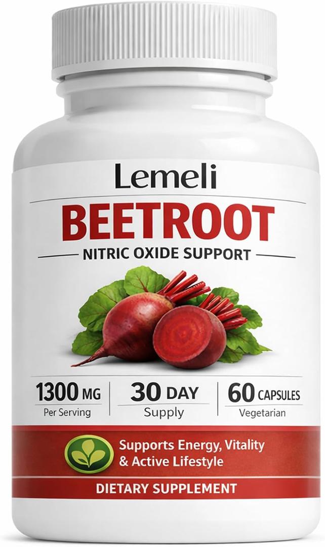 Beetroot Capsules 1300mg Per Serving, Plant-Based Beet Root Extract Supplement, Antioxidant-Rich Superfood Formula, Daily Energy & Active Lifestyle Support, 60 Capsules (1) Expiry: 04/16/2028