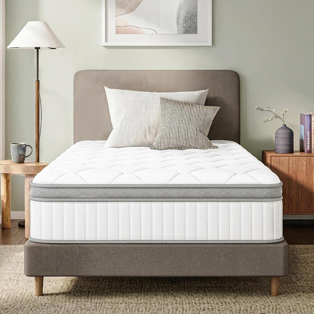 GAESTE Twin Mattress in a Box, 12 Inch Hybrid Mattress with Comfort Memory Foam and Pocket Springs, Medium Feel, Pressure Relief, CertiPUR-US Certified (Twin, 12 in)