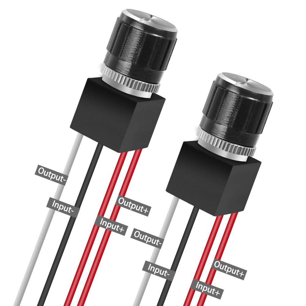 ALOVECO 12 Volt DC Dimmer Switch for LED RV Lights Interior, 5-24 Volts LED Ceiling Dome Lights Dimmer and Switch for Camper, Recreational Vehicle, Halogen, Truck, Marine and Strip Lighting (2 Pack)