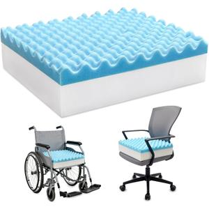 Egg Foam Crate Pad with High-Density Base for Long Sitting, Double Layer Design Disperse Pressure & Breathable Support 18"x16"x5" Seat Cushion for Office Chair Wheelchair Car Recliner(1 PCS)