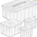 Richards Homewares Clear Plastic Storage Bins with Lids - 1 Large, 1 Medium and 2 Small Storage Containers for Closet Fridge Pantry Organizing