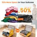 Vacuum Travel Bags with Pump, 2 Pack 34L Space Saver Vacuum Compression Bags for Travel Luggage Suitcase Backpack, Waterproof & Reusable Vacuum Packing Cubes for Clothing2Pcs+Pump)