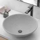 Vessel Sink for Bathroom 16" Round Bathroom Sink Above Counter Small Vessel Sink Countertop Concrete Sink Bowl for Bathroom Modern - Frosted Surface Light Grey (Frosted Surface, Round, Light Grey)