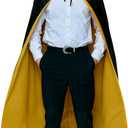 2 x Adult Reversible Cape Stand Collar Cloak Medieval Dracula Vampire Devil Costume Halloween Masquerade Men Women (Yellow)