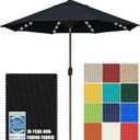 EliteShade USA 10-Year-Non-Fading 10ft Market Patio Umbrella, Commercial Grade Table Sun Umbrella with 80 Solar LED Lights, Crank Open, Windproof & UPF 50+ UV Protection for Garden, Deck, Pool, Backyard, Black