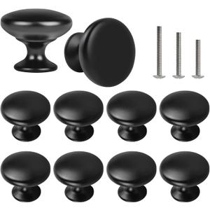 10x Matt Black Cabinet Hardware Round Mushroom Knob Drawer Handles 30mm/1.18" for Kitchen Cupboard Furniture Chest Door Dresser Bathroom