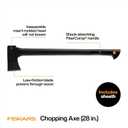 Fiskars 28" Chopping Axe, Ultra-Sharp Blade for Kindling with Ease, Weight Balanced, Garden and Outdoor Gear, 3.5 pounds, Black