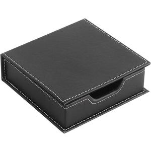 Luzen 1PC Square PU Leather Self-Stick Note Pad Holder Dispenser Desktop Sticky Notes Box Memo Paper Notepad Holder Business Card Desk Organizer for Home Office School Supplies, Black