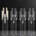 4Pcs 5 Arms Acrylic Candelabra Centerpieces for Tables Decortion,Clear Candle Holder for Wedding Dinner Fireplace Decoration,35 inches Tall Candlesticks Holder with Lampshade, Fits LED Candle