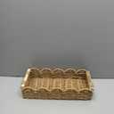 CubesLand Bathroom Basket Organizer w/Cut Out Handle, Back of Toilet Paper Storage Baskets Tray for Bathroom Countertop Decorative, Scalloped Wicker Basket Also for Home Decor, Living Room, Neutral (14.96" (L) x 6.3" (W) x 3.54" (H))