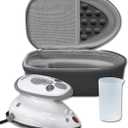The Quilted Bear Premium Mini Steam Iron - Lightweight Mini Travel Iron for Effortless Quilting & Wrinkle-Free Clothes with Carry Case & Iron Rest Set - Travel Steamer for Clothes & Crafts (Black)