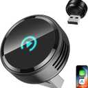 Ultra Mini Circular Wireless CarPlay & Android Auto Adapter, 3-5s Fast Auto Reconnect, Aluminum Alloy Vent Design, 2-in-1 CarPlay Wireless Adapter for iOS & Android with USB A/C Port