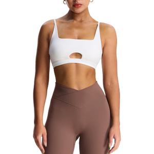 Aoxjox Women's Workout Ellie Sports Bra Cutout Training Fitness Running Yoga Crop Tank, L
