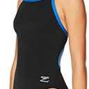 Speedo Women's Swimsuit One Piece Endurance+ Flyback Solid Adult Team Colors, 28 Black/Blue