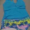 ZAFUL Tankini Swimsuits for Women Smocked Two Piece Tankinis Cute Swim Suit | Modest Tummy Control Bathing Suit Adjustable Straps Push Up Swimsuits with High Waisted Bottom Slimming Swimwear Turquoise S