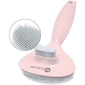 Cat Hair Brush, Soft Silicone Self Cleaning Brush for Short and Long Haired Cats, Pink Pet Grooming Comb, Cat Shedding Brushes