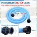 Frienda 10 ft Swimming Pool Replacement Hose - 1.5" Diameter Plastic Above Ground Hose Replacement Accessory for Home, Swimming Pool, Filter Pump, Saltwater Systems(Light Blue, Black)