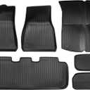 Floor Mats for Tesla Model Y 5-Seat 2021 2023 2022 2024 6PCS All-Weather TPE Cargo Liner Floor Mats and Cargo Trunk Mats Accessories, Set of 6 Mats (Not Fit 7-Seat)
