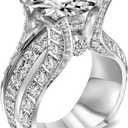 925 Sterling Silver Shiny Full Diamond Gemstone Ring Cubic Zirconia Rings 2.5 Carat CZ Diamond Multi Row Ring Eternity Engagement Wedding Band Ring for Women (US Code 7)