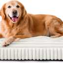 XL Dog Bed, Flat Pet Beds with Removable Washable Cover, Pet Mat Cute Dog Crate Bed Thick Shredded Chopped Crate Foam & Anti Slip Bottom for Indoor, 42"x27"x4" Cream