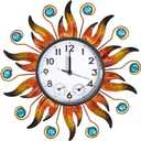 Sun Outdoor Clock with Thermometer and Hygrometer Combo, Silent No-Ticking Outdoor Wall Clock, Waterproof Quartz Clock for Patio, Living Room, Kitchen, Garden, 13 Inch