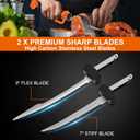Cordless Electric Fillet Knife with 7'' and 9'' Stainless Steel Non-Stick Blades, Rechargeable Electric Knife for Fish with Non-Slip Grip Handle, 2 Batteries and Portable Case For Outdoor Fishing, 2 Blades +2 Battery
