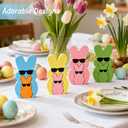 2 x Easter Decorations, 6pcs Wood Bunny Table Easter Dcor, Spring Rabbit Sign for Tiered Tray Home Decor