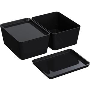 CHANCETSUI Storage Bins With Lids Plastic Containers: Multipurpose Stackable Storage Container Bins With Lid For Home And Office Organization, Small Storage Bin, 2 Pcs 5x7 Storage Container, Black