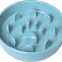 Dog Slow Feeder Bowl, Round Ceramic Pet Food Bowl for Medium Breed, Fun Raised Dog Bowls to Slow Down Eating (Turquoise, M-1.3 Cups)