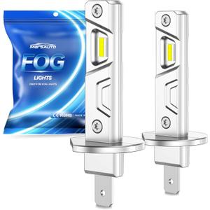 Marsauto H1 Fog Light Bulb, 800% Brightness H1 Fog Lights, 6500K White No Adapter Required, Upgraded 1:1 Mini Size Led Chips Fog Bulb for Car, Truck, SUV, Pack of 2