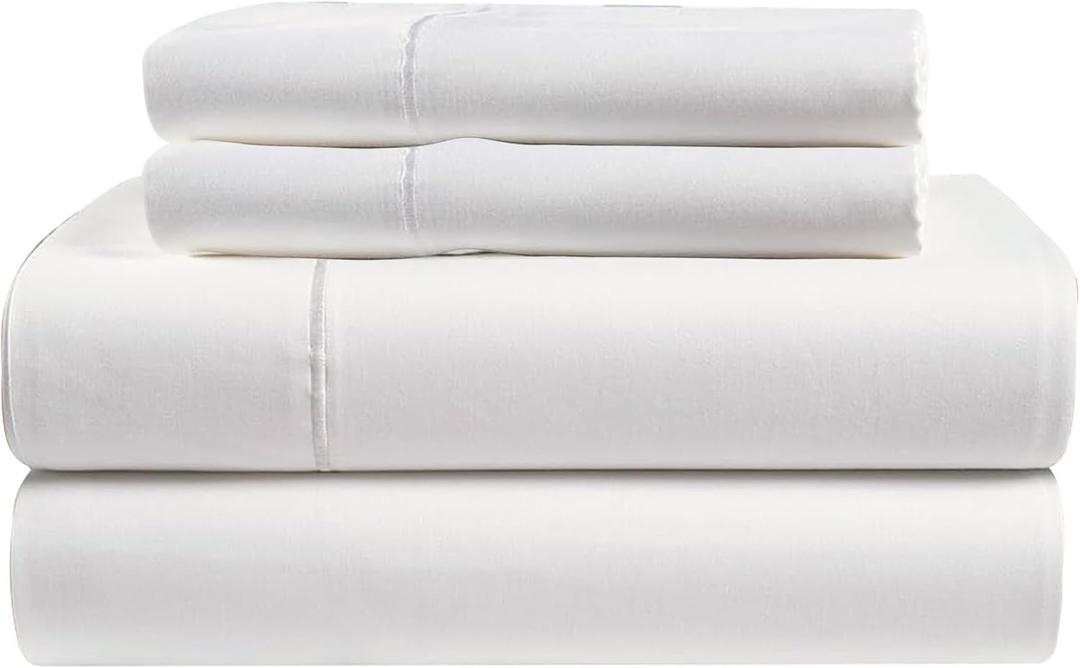 100% Organic Cotton Sheets King Size - 4 PC Organic King Size Sheets Set - Soft, Comfy, Breathable & Cooling - 16 Deep Pockets, Easy-Fit, Extra Soft Percale Bedding Set - White