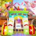 HZGDEJTG 11FT Birthday Arch, Built-in LED Lights and Colorful Rotating Lights, Suitable for Indoor and Outdoor, Garden, Lawn Birthday Inflatable Decoration