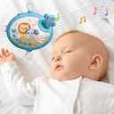 Baby Crib Mobile with Music and Light, Crib Toy with Remote Control Timming Function, Projector Rotating Hanging Rattles Toys Baby Mobile Gift Toy for 0-24 Moths Boys and Girls