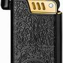 Lighter Antique Vintage Trench Lighters, Classic Refillable Butane Metal Soft Flame Lighter for Collection Decorative Gift (Butane Not Included) (Black)