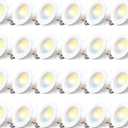 Amico 24 Pack 5/6 inch 5CCT LED Recessed Lighting, Dimmable, 12.5W=100W, 950LM, 2700K/3000K/4000K/5000K/6000K Selectable, Retrofit Can Lights with Baffle Trim, IC Rated - ETL & FCC, White