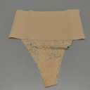 Tummy Control Thong Shapewear for Women Seamless Shapewear Thong Sexy Panty with Lace Body Shaper Underwear Beige S