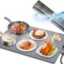 Waterproof Electric Food Warming Mat, Food Grade Silicone Warming Tray with 17 Temp Setting and 6 Hours Timer, Full Surface Warming Mat for Food, Roll Up Food Warmer Mat for Parties (Dark Gray)