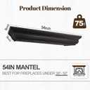 Rustic Fireplace Mantel Shelf, 54" Wooden Floating Shelf for Over Fireplace, Wall Mounted Fire Place Mantel, Farmhouse Hanging Floating Shelves, Black