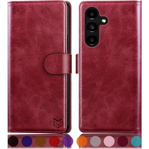 3 x SUANPOT for Samsung Galaxy A25 5G Wallet case with RFID Blocking Credit Card Holder,Flip Book PU Leather Protective Cover Women Men for Samsung A25 Phone case Red