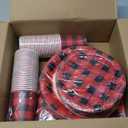 Aneco 200 Pieces Red and Black Buffalo Plaid Dinnerware for 50 Guests Disposable Buffalo Check Paper Plates Cups and Napkins Tableware for Baby Shower Party Decorations