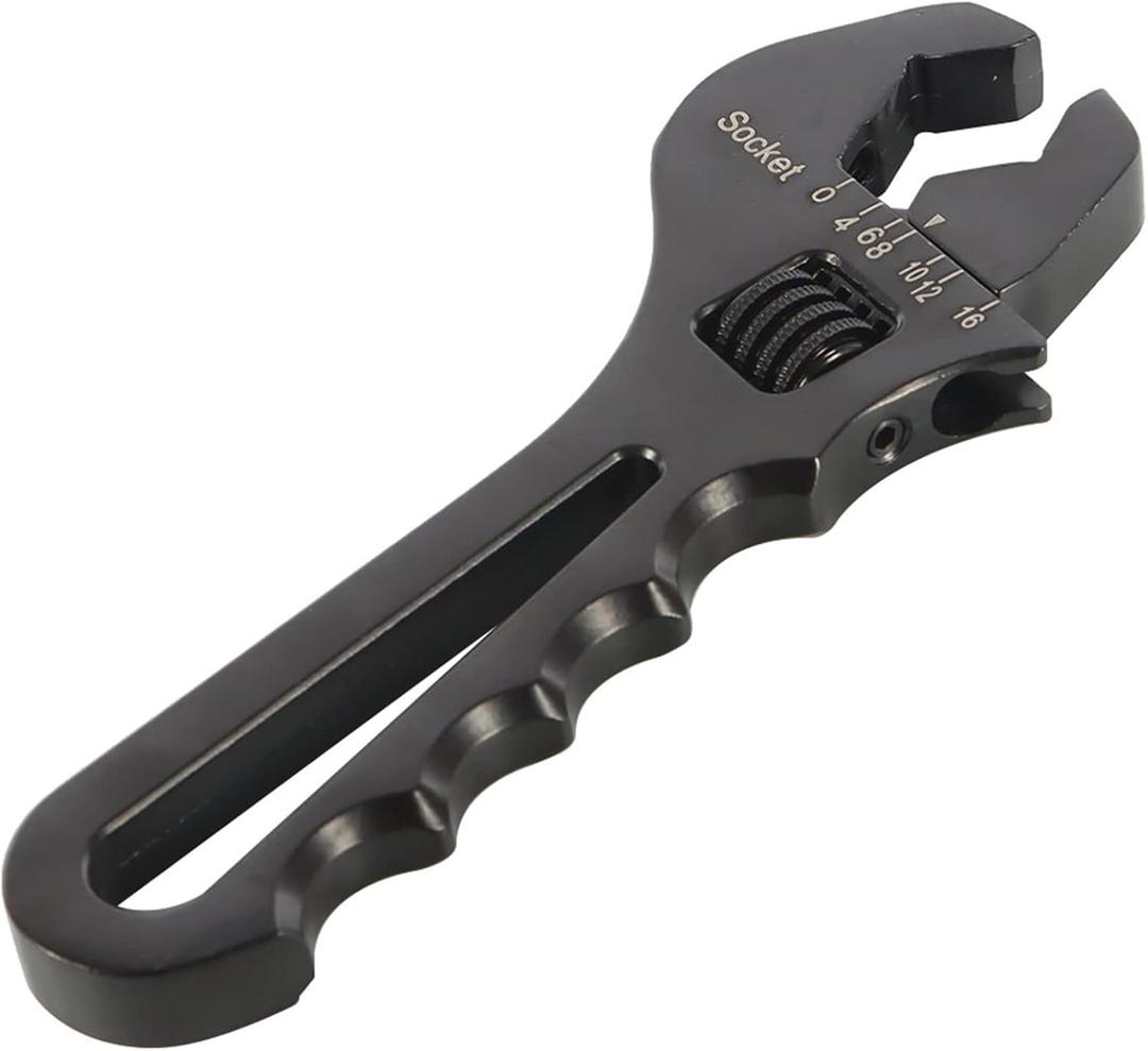 labwork 3AN-16AN Adjustable Wrench Spanner Lightweight Aluminum for An Hose Fitting Adapter End Black