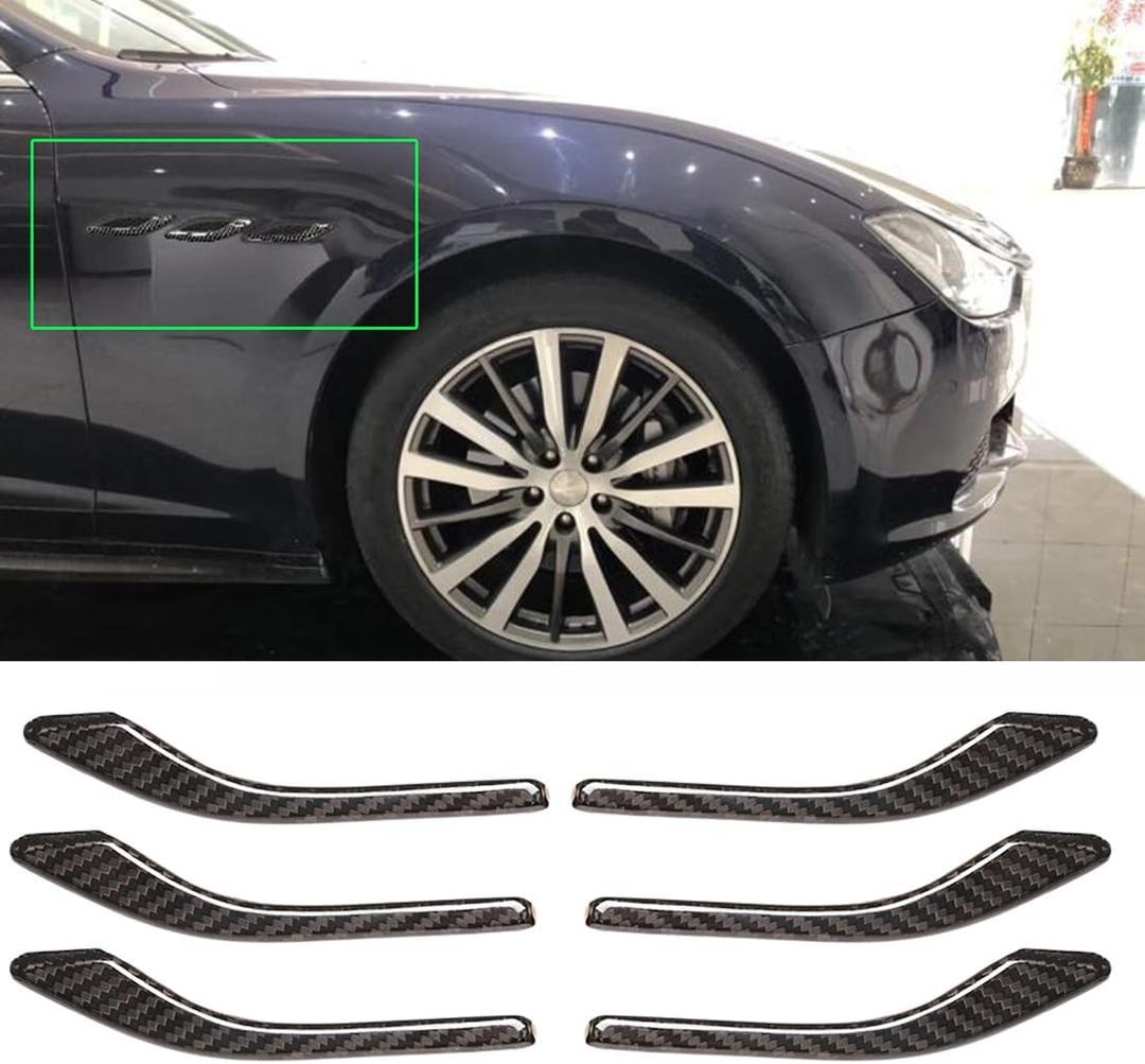 YOCTM Black Carbon Fiber Texture Side Air Vent Fender Cover Trim Compatible with Maserati Ghibli 2014 2015 2016 2017 2018 2019 2020 2021 (6PCS/ Pack)