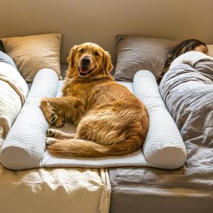DenMate - On-Bed Dog Bed for Medium/Large Dogs (26x40), Stabilizing 100% Cotton Bolsters for Night Movement, Improves Comfort & Sleep for Dogs & Owners, Machine Washable Pet Mattress (Grey)