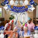 2 x Silver 70th Birthday Decorations Kit with 32in Number Foil Balloons, Swirl Decorations, Happy Birthday Banner & Star Foil Balloons for Milestone Celebration