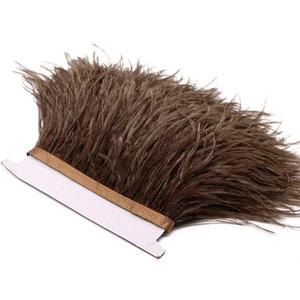 YEQIN 2 Yards Natural & Soft Ostrich Feathers Fringe Trims Ribbon - Used for Dress, Sewing Decoration, Craft Clothing, Boots, Wedding Decoration, DIY, Etc (Brown)