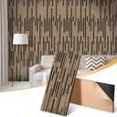 2 Pack Acoustic Wood Slat Panels - 47.3x23.6x0.7 Inch 3D Textured Self-Adhesive Sound Absorbing Panels, Easy Install Soundproof Wall Panels for Bedroom, Office, Interior Decor (Walnut)